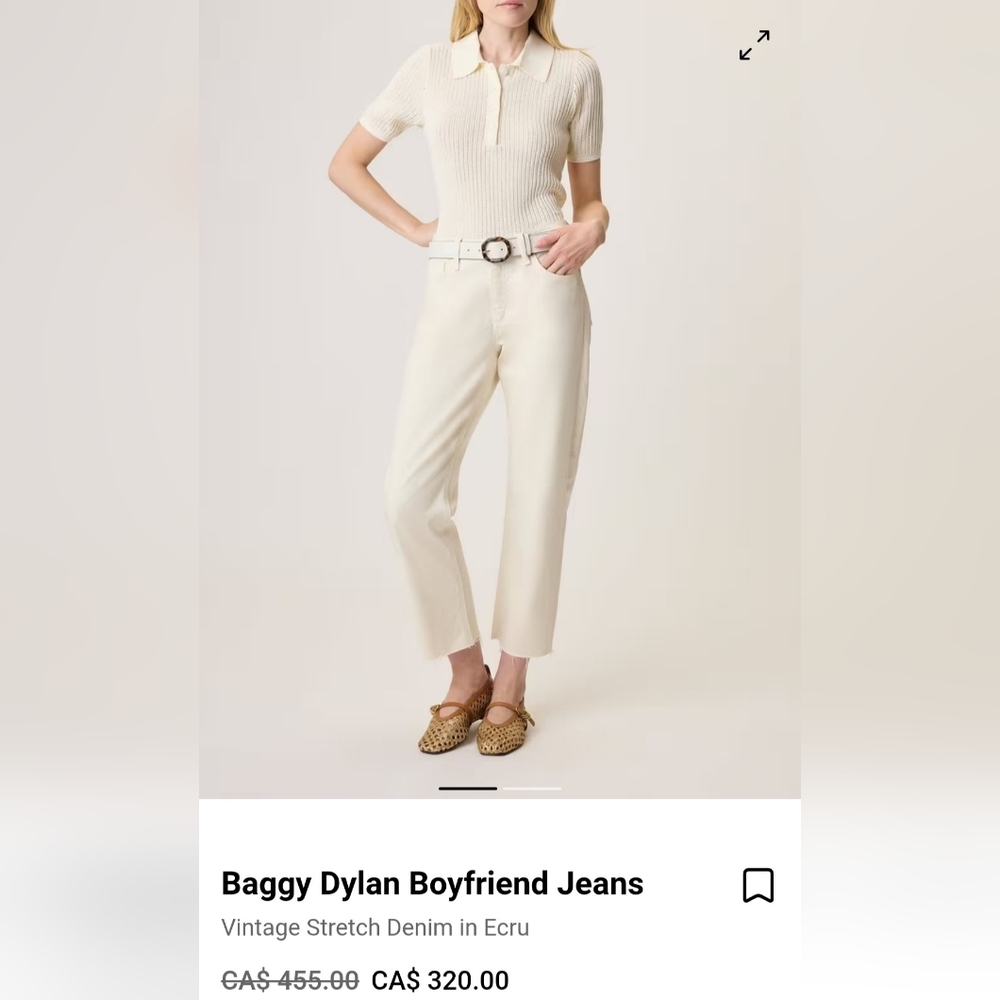 rag & bone Women's Dylan Baggy Boyfriend Jeans In Ecru Size 30